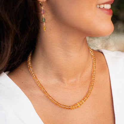 Citrine Honey Glow necklace by Earthly Abundance featuring a warm, golden gemstone pendant on a delicate chain.