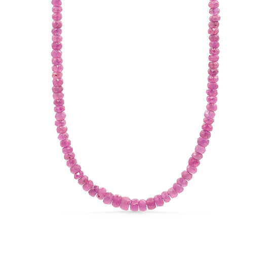African Ruby necklace featuring vibrant red gemstones on a delicate chain, from Earthly Abundance.