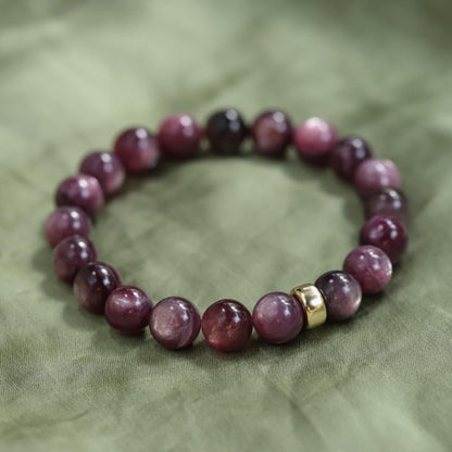Lepidolite 9mm gemstone from Earthly Abundance, polished smooth round bead for jewelry making or collection.