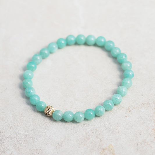 Brazilian Amazonite bracelet with 6mm beads from Earthly Abundance, featuring natural blue-green gemstone stones.