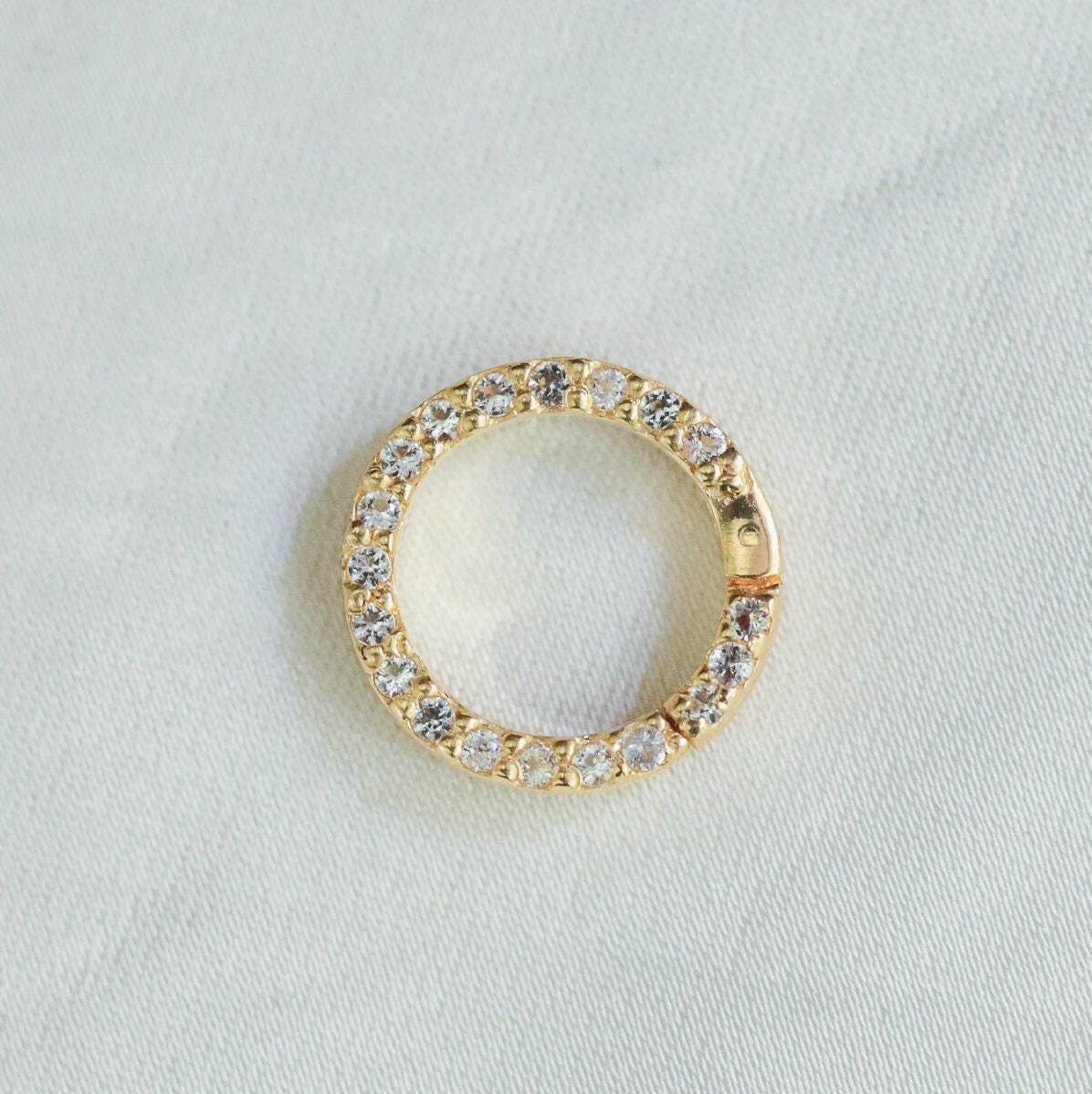 Gold vermeil charm holder with white topaz accents, featuring a 3-micron gold finish and elegant design by Earthly Abundance.