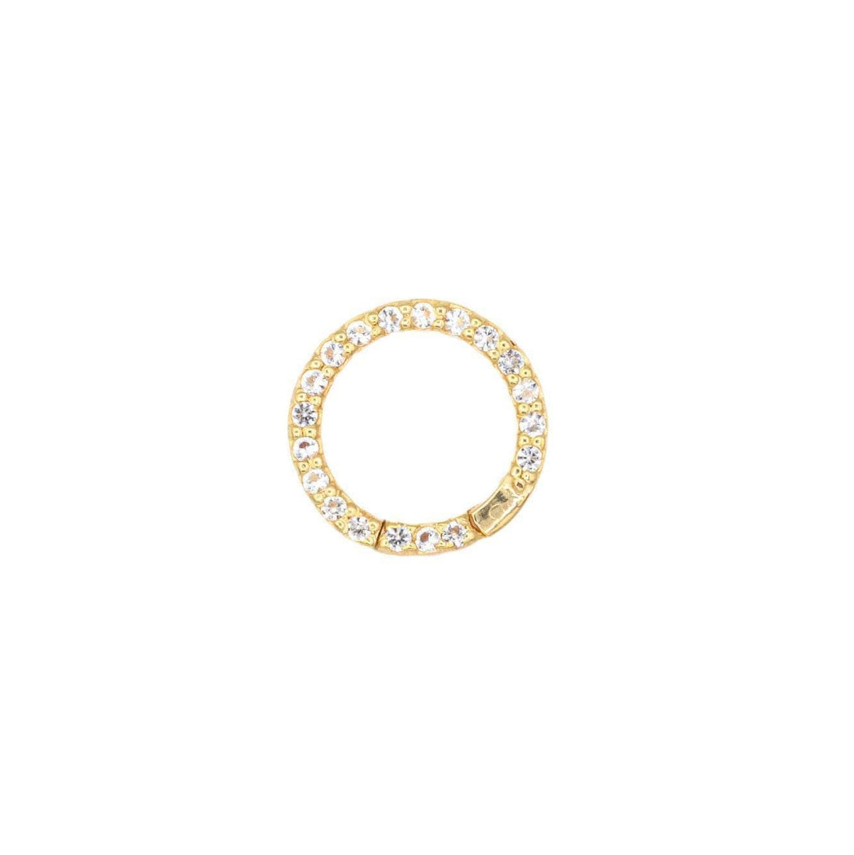 Charm holder in 3 microns gold vermeil with white topaz, featuring a decorative design and secure clasp for jewelry storage.