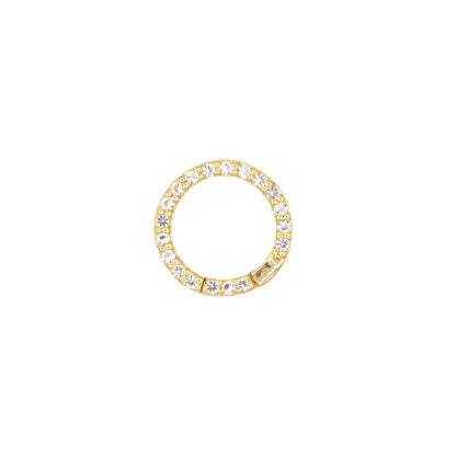 Charm holder in 3 microns gold vermeil with white topaz, featuring a decorative design and secure clasp for jewelry storage.