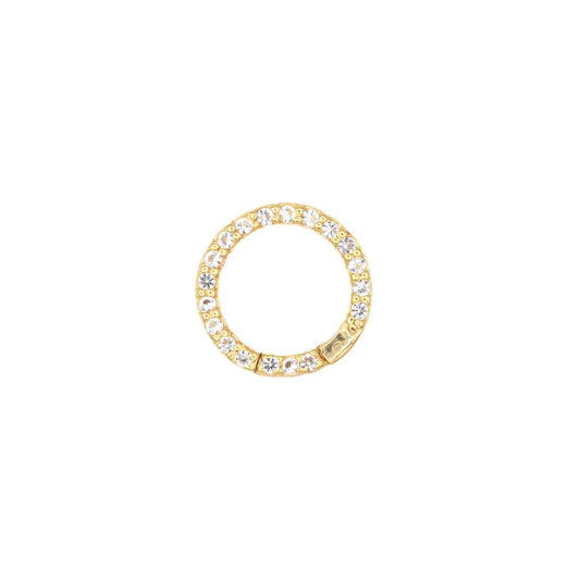 Charm holder in 3 microns gold vermeil with white topaz, featuring a decorative design and secure clasp for jewelry storage.