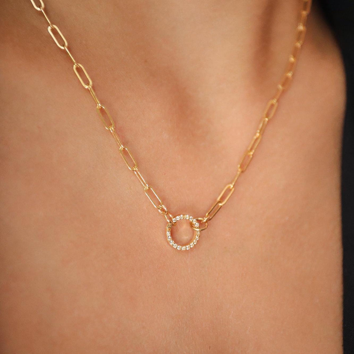 Gold vermeil charm holder with white topaz accents, crafted by Earthly Abundance, showcasing a delicate and elegant design.