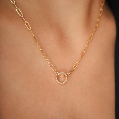 Gold vermeil charm holder with white topaz accents, crafted by Earthly Abundance, showcasing a delicate and elegant design.
