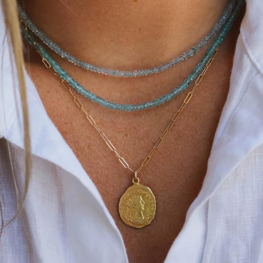 Aquamarine Necklace 14K