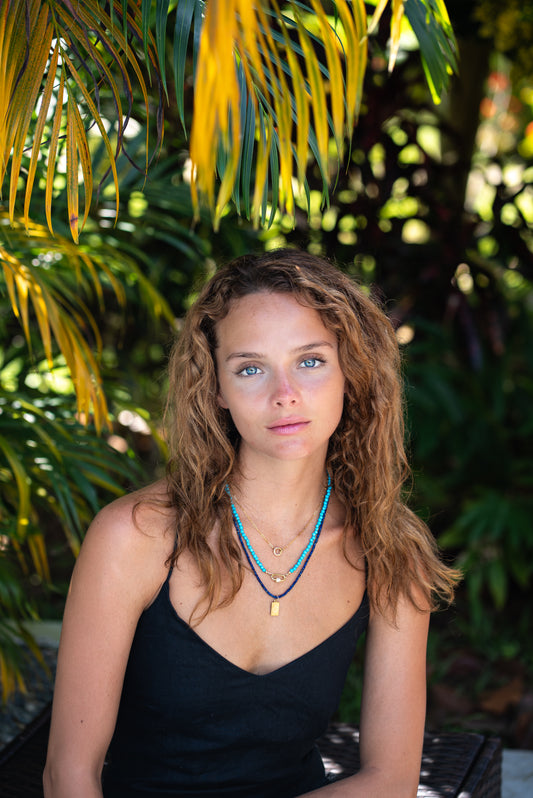 White topaz + Sleeping Beauty Turquoise nugget necklace