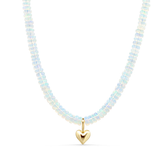 Ethiopian Opal Heart Necklace - 14K