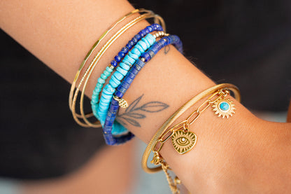 Sleeping Beauty Heishi Bracelet - 14K Gold Filled