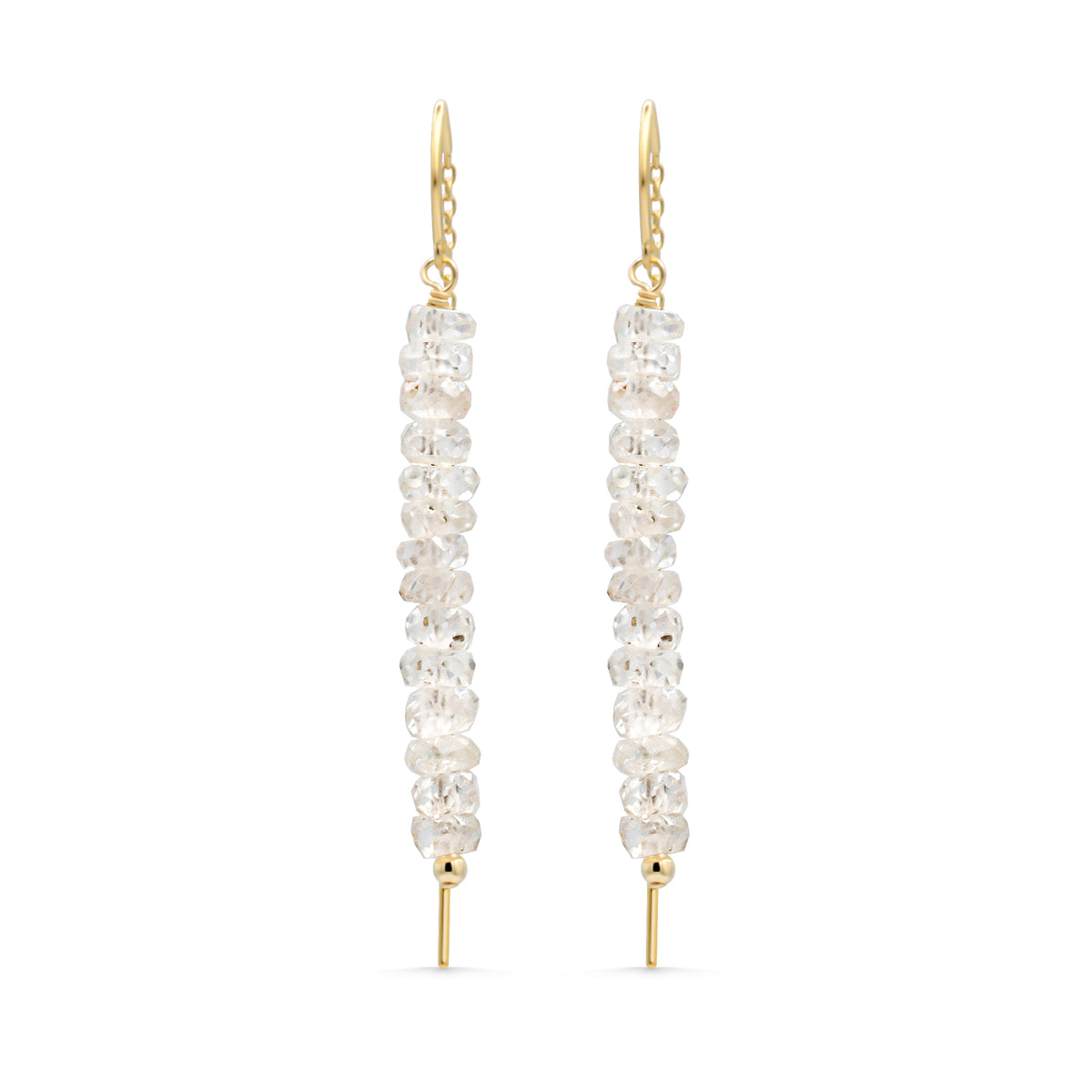Boucles d'oreilles pendantes en or et zircon - 14 carats
