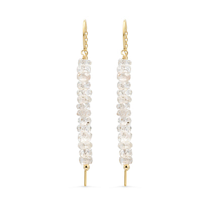 Boucles d'oreilles pendantes en or et zircon - 14 carats