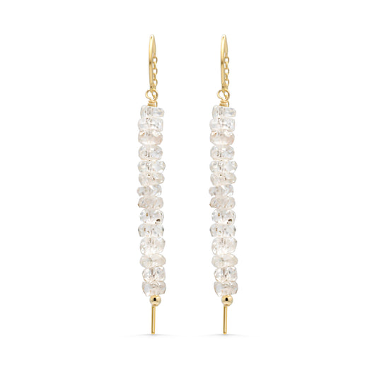 Gold Zircon Threader Earrings - 14K
