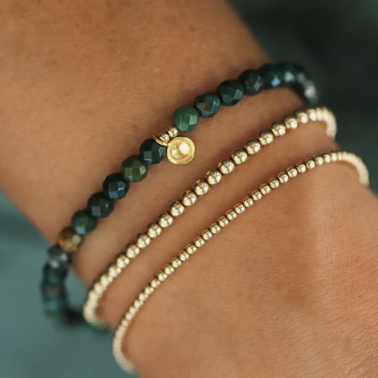 Faceted bloodstone with heart