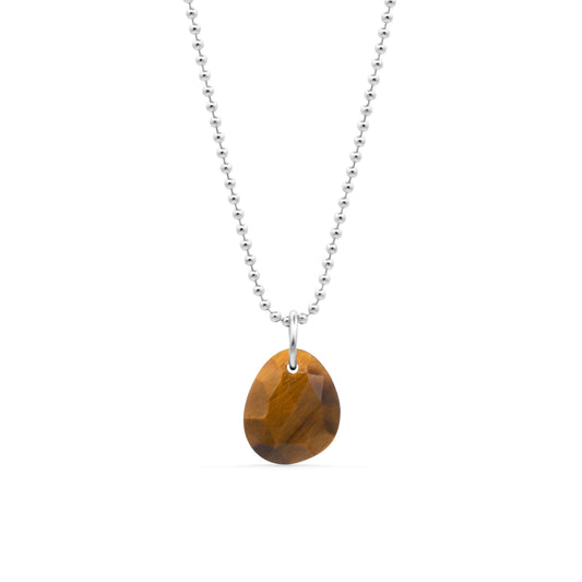 Tiger's Eye Ball Chain Necklace - Sterling silver