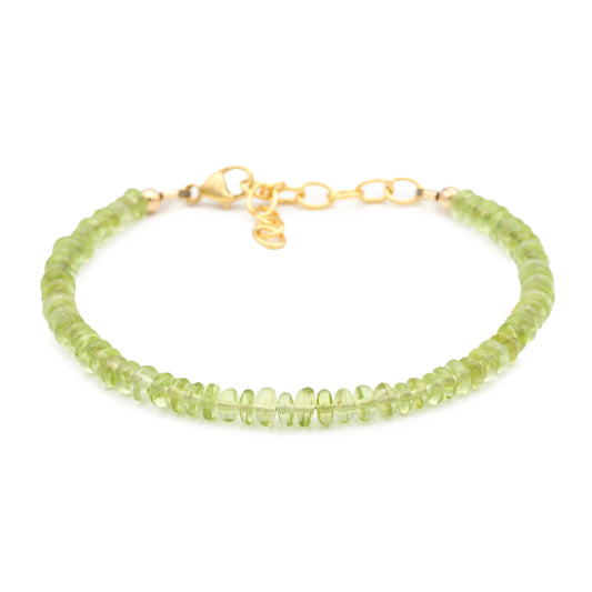 Smooth peridot rondel bracelet