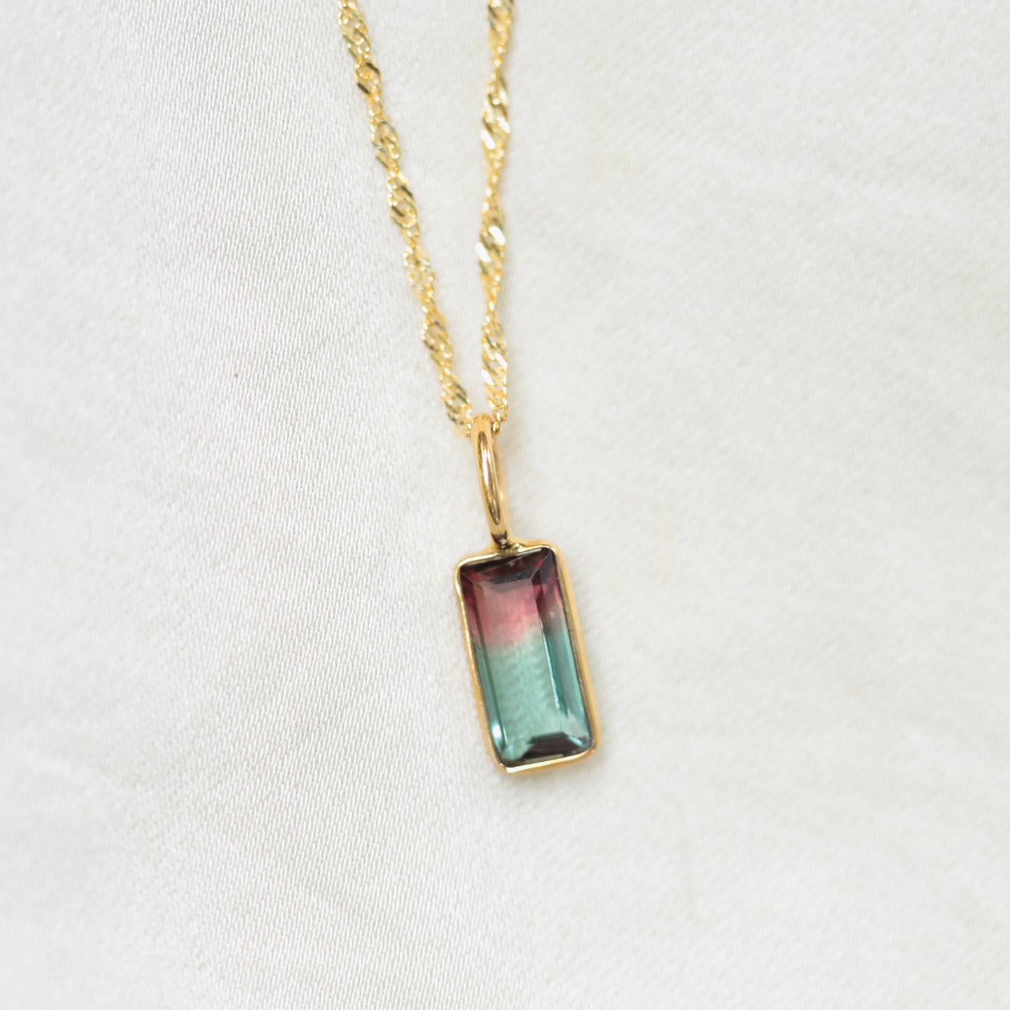 Watermelon Haze – One of a Kind Bi-Color Tourmaline Necklace