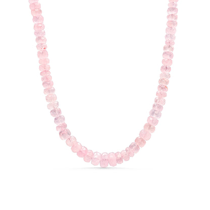 Pink Morganite necklace with a delicate chain and vibrant bubblegum pink gemstone, showcasing elegant jewelry design.