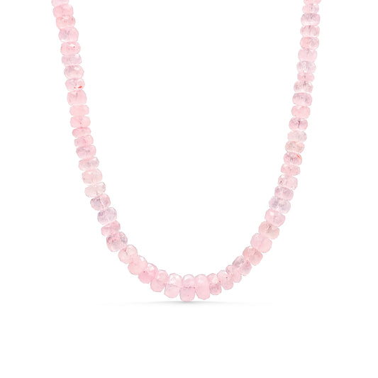 Pink Morganite necklace with a delicate chain and vibrant bubblegum pink gemstone, showcasing elegant jewelry design.