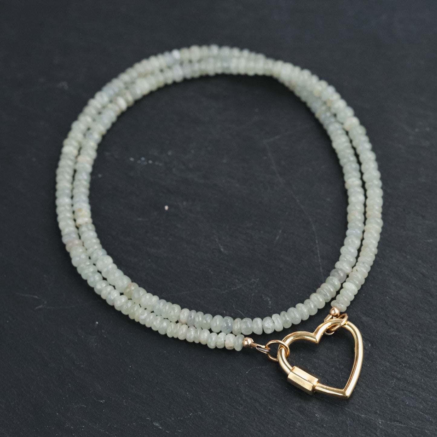 Grey Sapphire Heart Carabiner Necklace