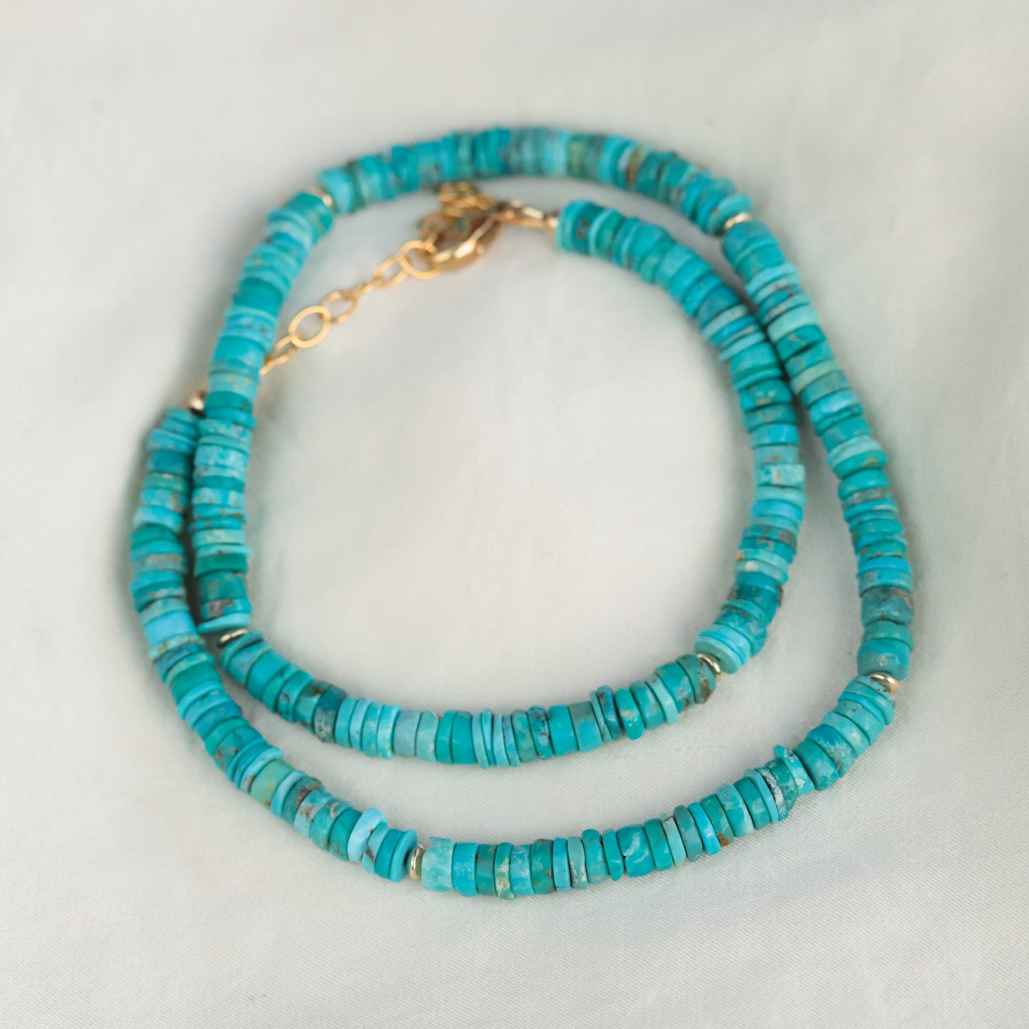 Turquoise Heishi Necklace – 14K Gold Filled
