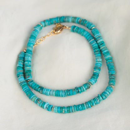 Turquoise Heishi Necklace – 14K Gold Filled