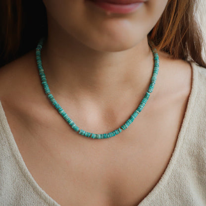 Turquoise Heishi Necklace – 14K Gold Filled