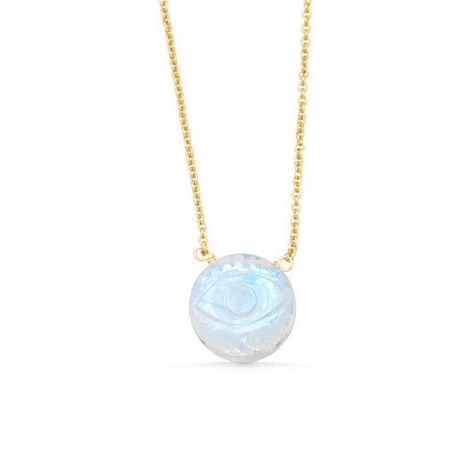 Luminous Evil Eye Moonstone Necklace - 14K gold filled - Earthly Abundance