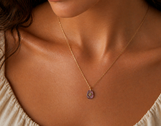 Wild Iris Pendant - Amethyst with Peridot - Earthly Abundance