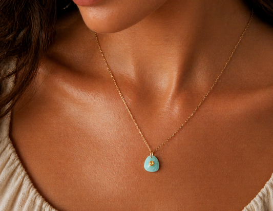Golden Tide Pendant – Amazonite with Citrine - Earthly Abundance