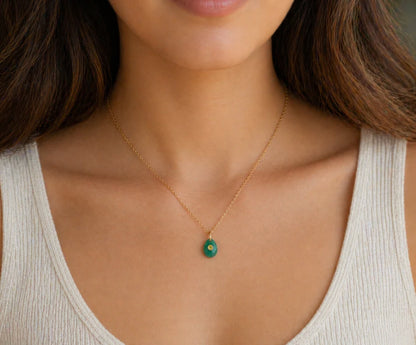 Abundance Pendant - Green onyx Pendant & Citrine
