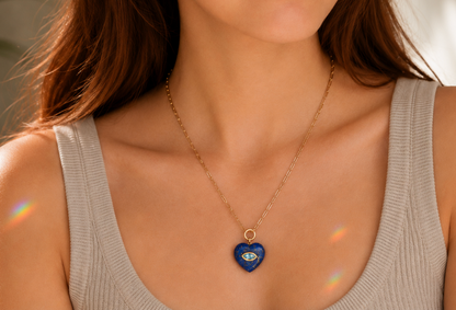 Midnight Heart Pendant - Lapis Lazuli with Blue Topaz - Earthly Abundance