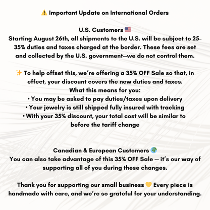 a white poster with the words important update on international orders