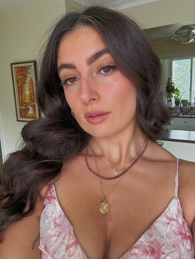 Customer wearing a Rosé Pink Tourmaline Necklace