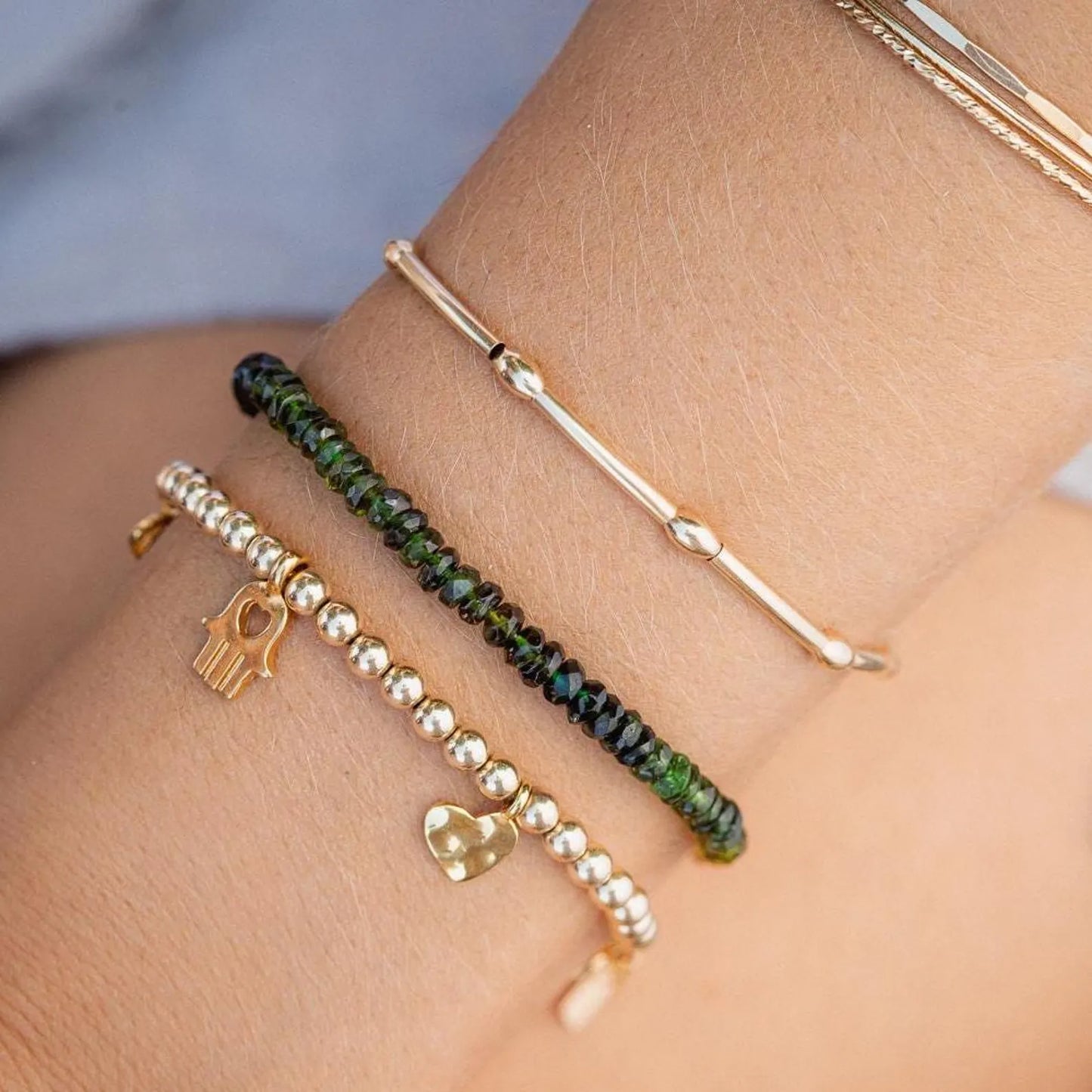 Green Tourmaline Bracelet - 14K Gold Filled