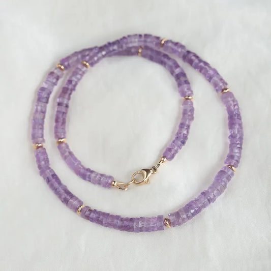 Pink Amethyst Beaded Necklace - Earthly Abundance