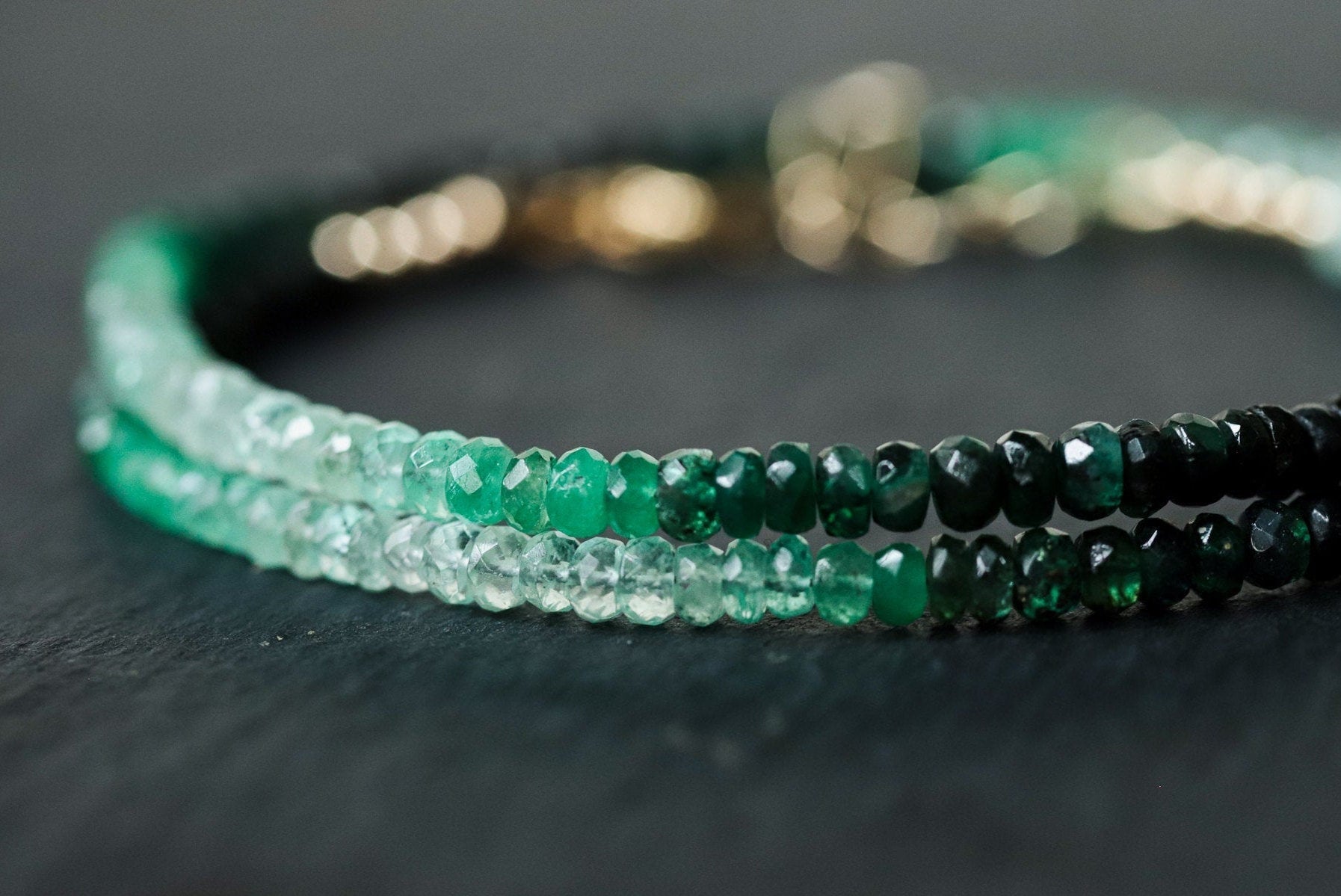 14K GOLD Emerald Necklace, beaded emerald necklace | May birthstone necklace | genuine emerald necklace | shaded emerald necklace