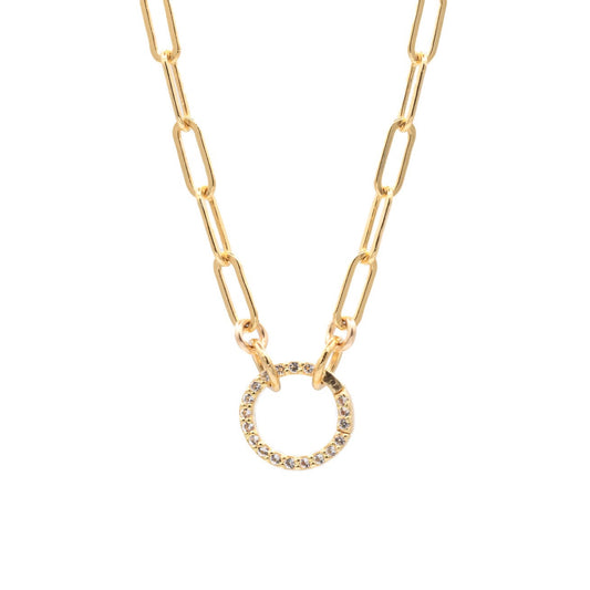 White topaz carabiner | 14k Gold Filled Paperclip Chain Necklace, gold filled carabiner necklace | gold necklace | paperclip chain jewelry