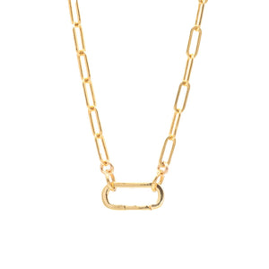 White topaz carabiner | 14k Gold Filled Paperclip Chain Necklace, gold filled carabiner necklace | gold necklace | paperclip chain jewelry