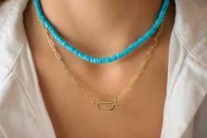 White topaz carabiner | 14k Gold Filled Paperclip Chain Necklace, gold filled carabiner necklace | gold necklace | paperclip chain jewelry