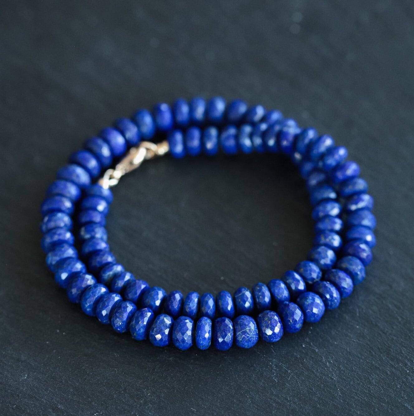 Lapis lazuli faceted rondel necklace