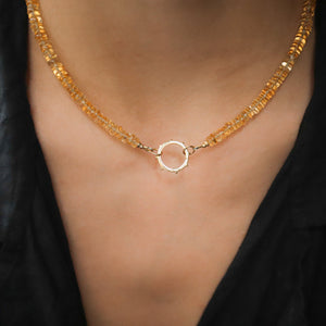 Citrine Studded Carabiner Necklace