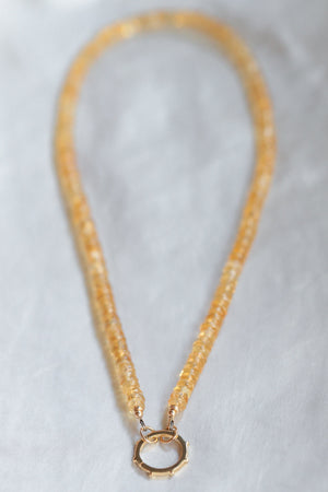 Citrine Studded Carabiner Necklace
