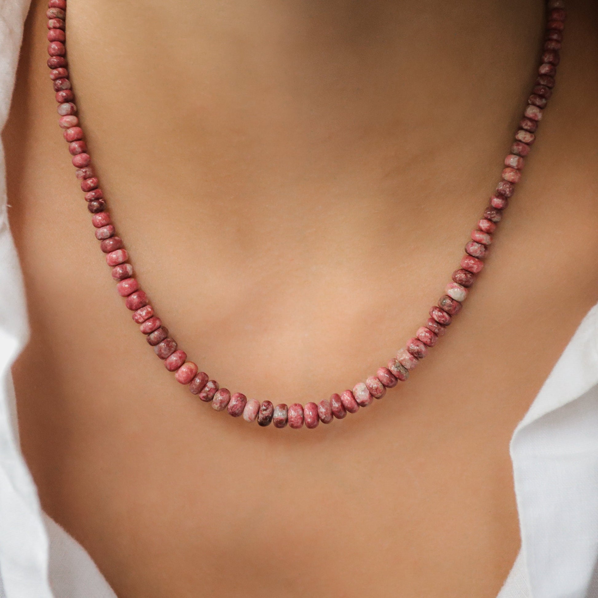 Pink thulite necklace