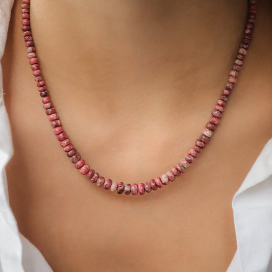 Pink thulite necklace