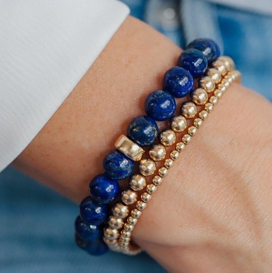 14K GOLD Lapis Lazuli 8mm, Genuine Lapis Lazuli Beaded Bracelet, [EBLM1107] 8mm Genuine Lapis Lazuli bracelet, gold lapis lazuli 8mm, lapis