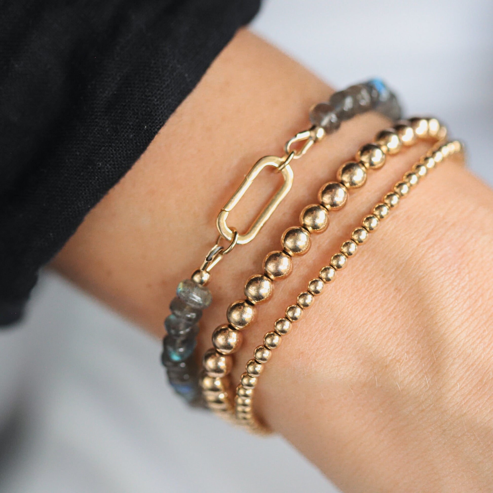 Labradorite Carabiner Bracelet | Women's Labradorite Bracelet | AAA+ Labradorite | Blue Flash Labradorite bracelet | labradorite beaded