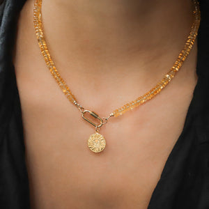 Citrine Studded Carabiner Necklace