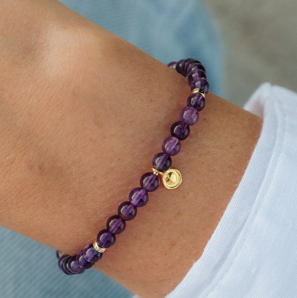 Amethyst bracelet | 4mm Amethyst bracelet | Purple amethyst beaded bracelet | gift for her | healing bracelet | February