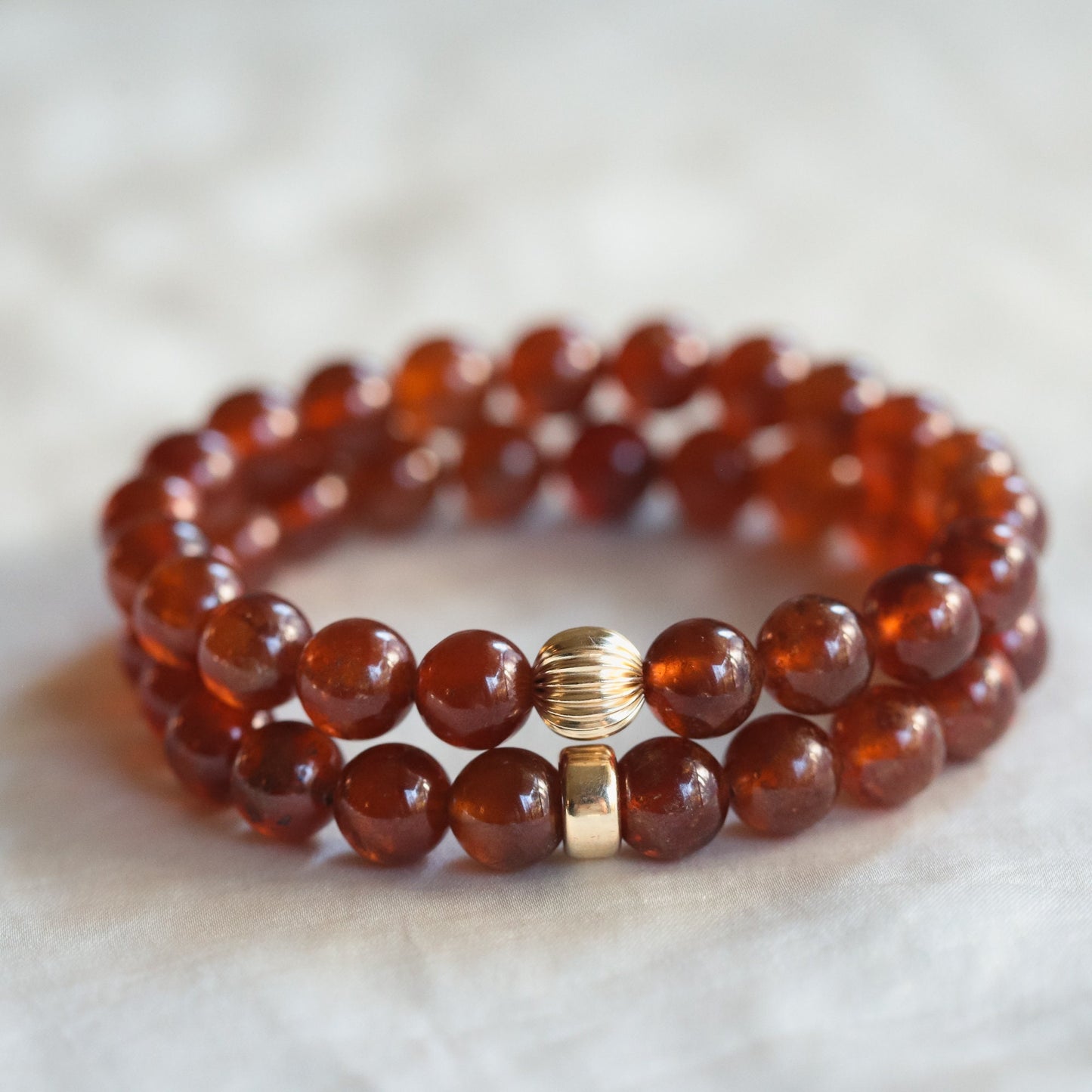 14K Gold Hessonite Garnet Bracelet - January Birthday Gift, Garnet Hessonite 8mm bracelet [EBHM1598], Natural AAA Garnet Jewelry, Hessonite
